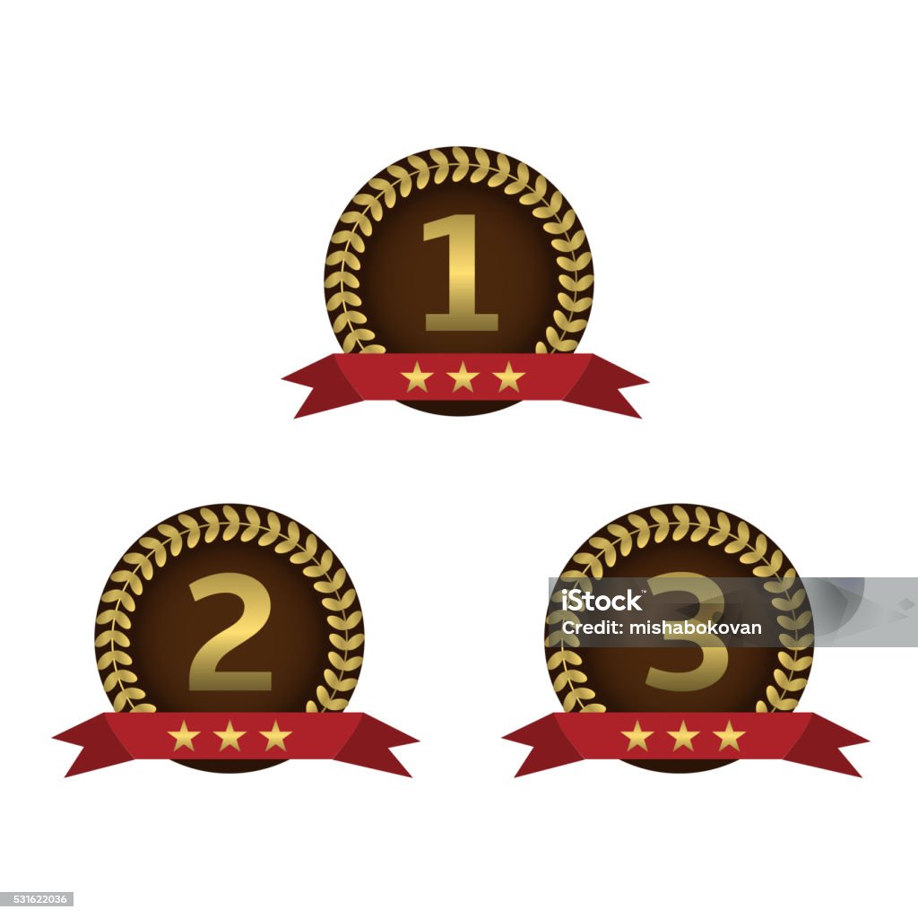Award Label First Golden Award Labels Stock Illustration - Download Image Now ...
