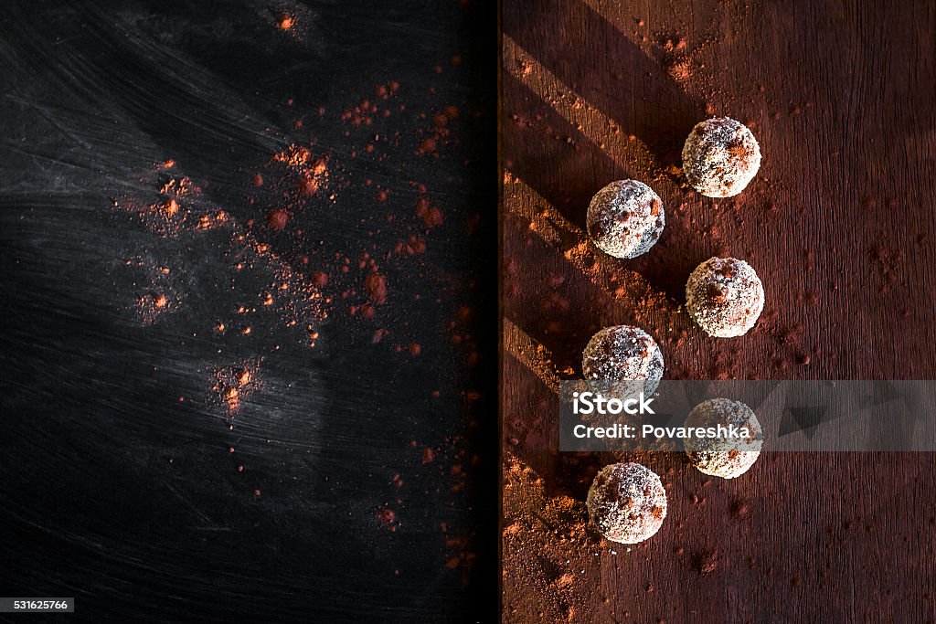 Small chocolate cakes on a cutting board Bakery Stock Photo