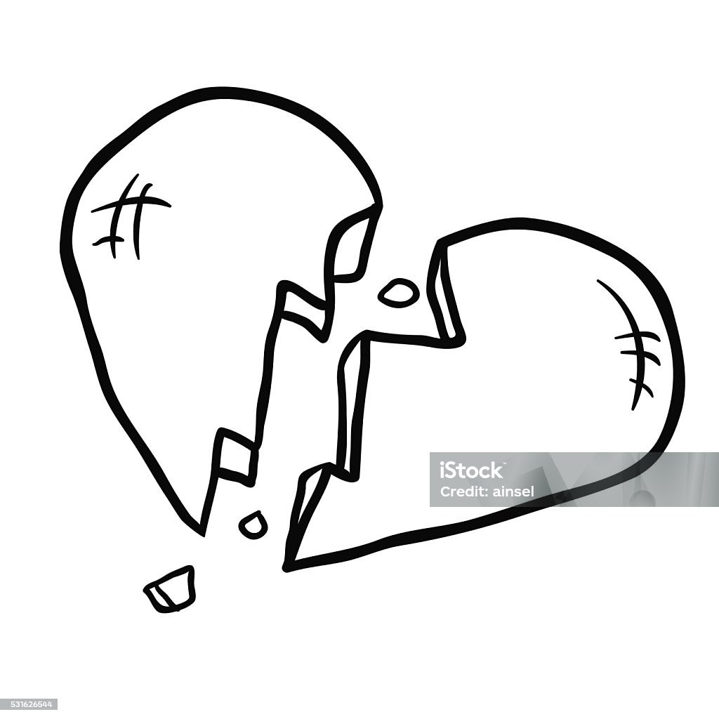 Trái Tim Tan Vỡ Đen Trắng Hình minh họa Sẵn có - Tải xuống Hình ...