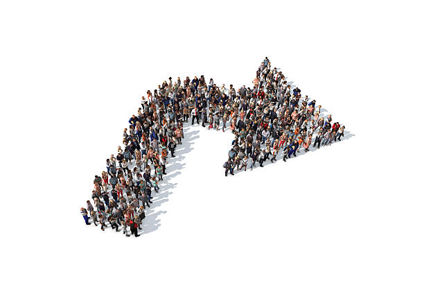 istock Group of people forming a right angle arrow sign 531627232
