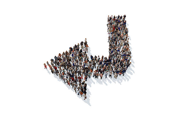 istock Group of people forming a right angle arrow sign 531627354