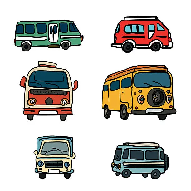 Vector illustration of retro vans