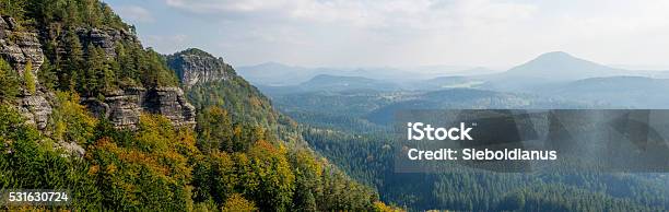 Saxon Switzerland In Early Fall Panoramic Image Stock Photo - Download Image Now