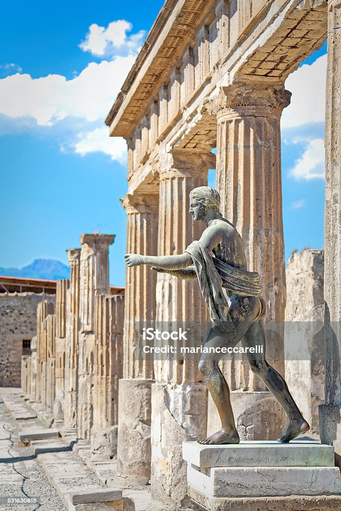 Statues and columns temples of Pompeii Pompeii Stock Photo