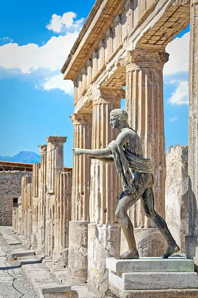 Statues and columns temples of Pompeii