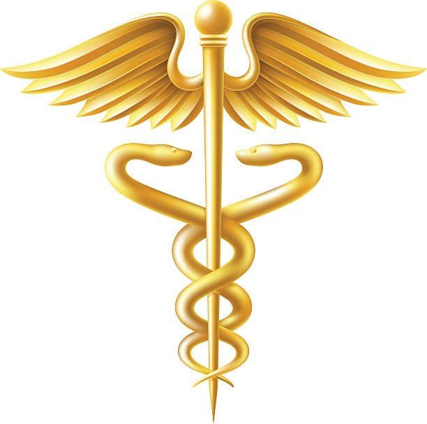 Golden Caduceus. vector art illustration