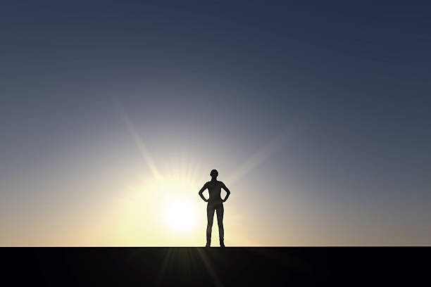 istock Female silhouette at sunset 531634212