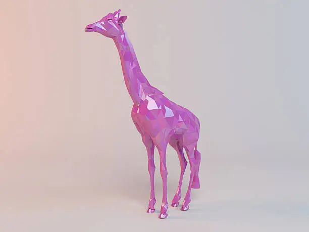 Photo of 3D pink low poly (Giraffe)