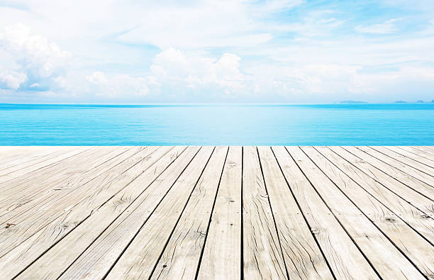istock Wooden pier with blue sea and sky 531638755