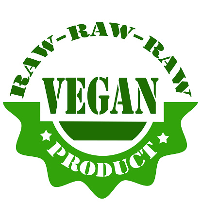 Label with text Raw Vegan