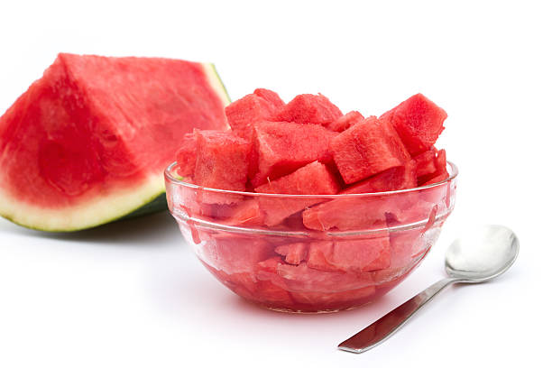 istock one piece and a bowl of watermelon on white background 531638871