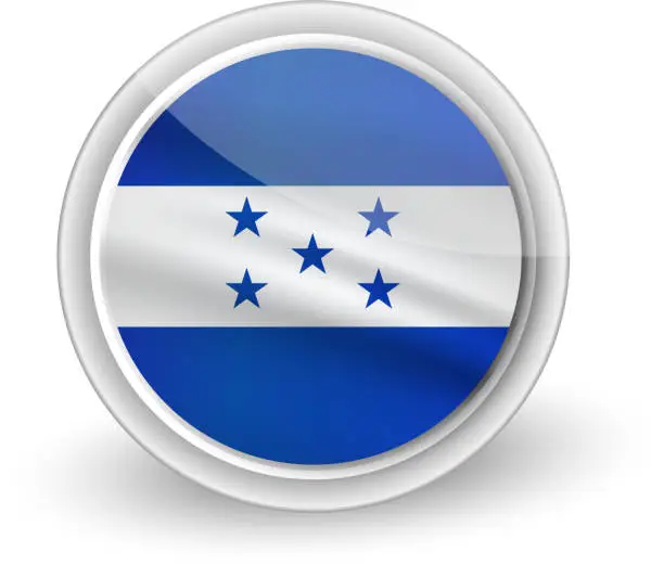 Vector illustration of Vector rounded waving flag button icon of Honduras