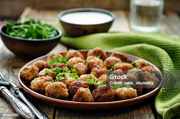 Meatballs Grilled With Parsley Stock Photo - Download Image Now - 2015, Baked, Beef