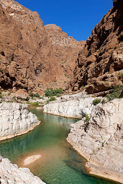 wadi al shab oman - oasis wadi al shab valley canyon zdjęcia i obrazy z banku zdjęć