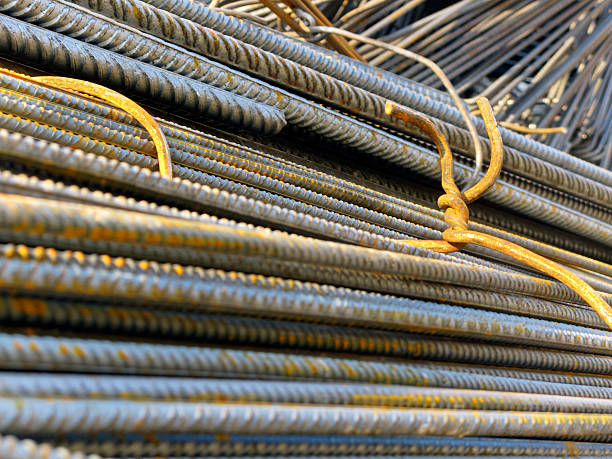 istock Bundle of rusty bars for reinforcement of concrete 531643697