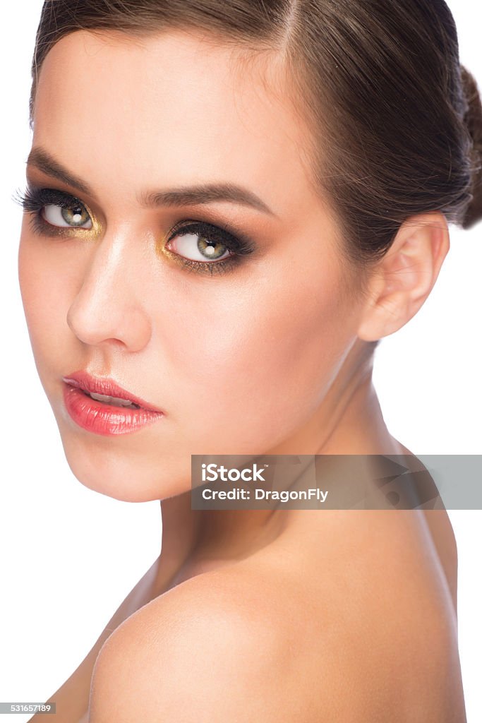 Woman with makeup Portrait of attractive young caucasian woman with stylish bright makeup 20-29 Years Stock Photo