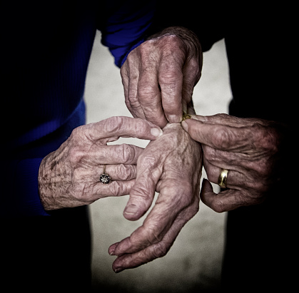 close up of senior hands