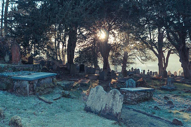 istock Church yard and gravestones in winter 531662543