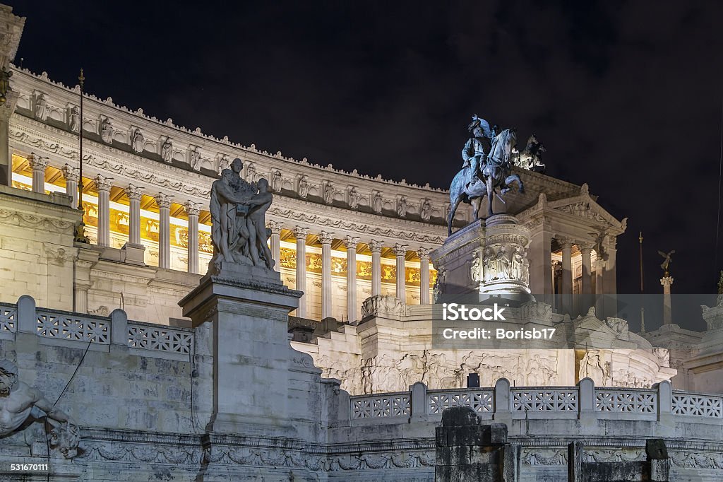 Altar of the Fatherland, Rome The Altare della Patria also known as National Monument to Victor Emmanuel II is a monument built in honour of Victor Emmanuel, the first king of a unified Italy. Evening 2015 Stock Photo