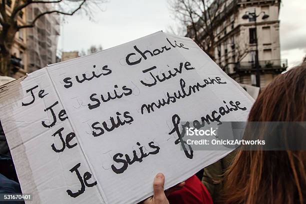 Antiterrorism Rally In Paris Stock Photo - Download Image Now - Charlie Hebdo, Racism, Religion