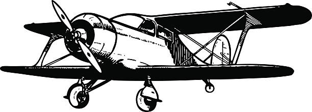 Small biplane cargo aircraft. vector art illustration