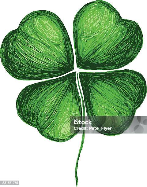 Four Leaf Clover Hand Drawing Stock Illustration - Download Image Now - 2015, Celebration, Clip Art