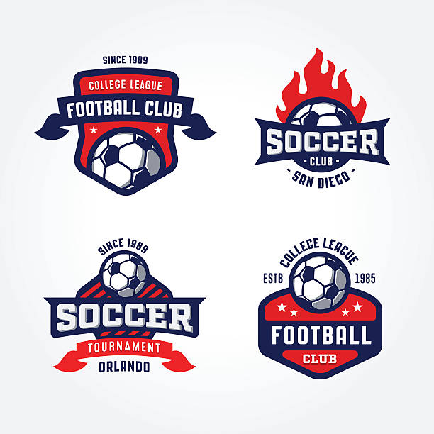 illustrations, cliparts, dessins animés et icônes de ensemble de football, paré d'un badge designs - sports uniform football university casual