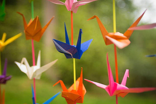 Colorful Origami Cranes Colorful Origami Cranes  origami cranes stock pictures, royalty-free photos & images