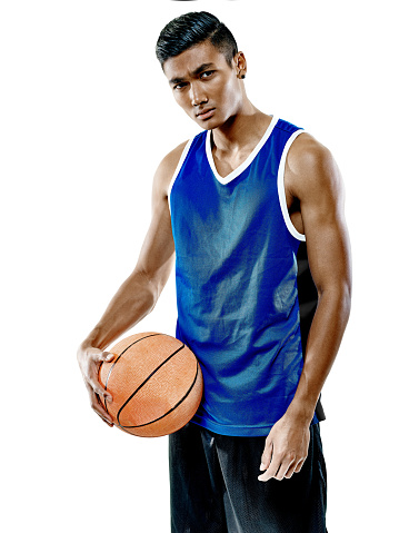 one basketball player man Isolated on white background
