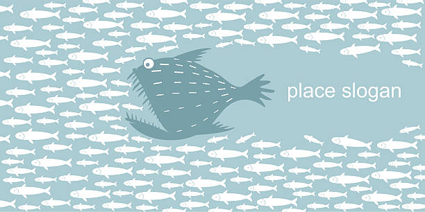 рыб-хищников охота - predatory fish stock illustrations
