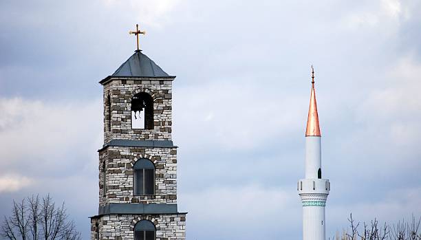 minaret and church bell tower