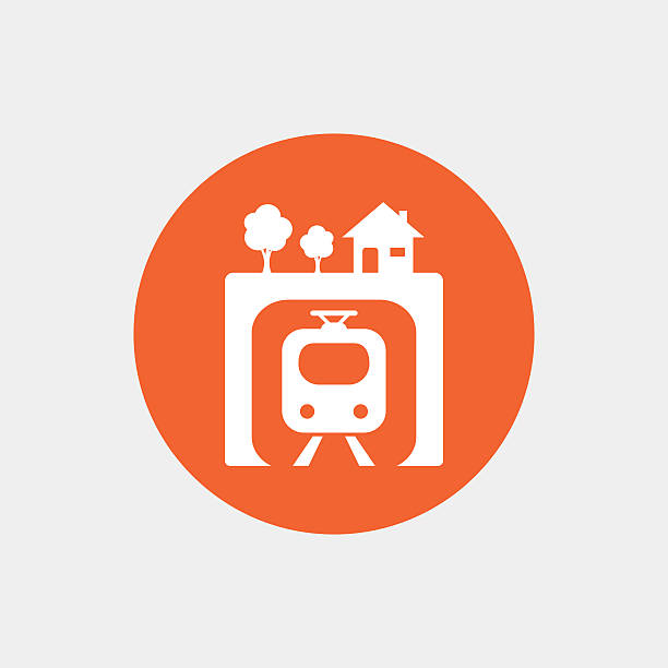illustrazioni stock, clip art, cartoni animati e icone di tendenza di icona del segno sotterraneo. simbolo del treno della metropolitana. - cable car railroad track creativity tramway