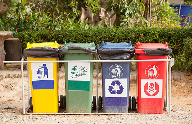istock Ecology container recycling bins in the park. 531691151