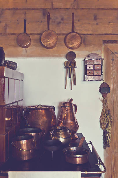 istock Copper pots on the stove 531691579