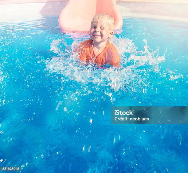 The Boy At A Water Park Stock Photo - Download Image Now - Child, Water Slide, 2-3 Years