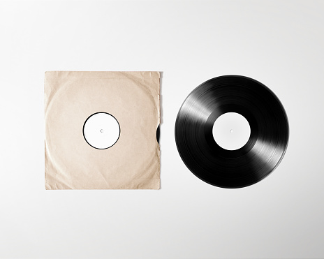 Blank vinyl album cover sleeve mockup, isolated, clipping path