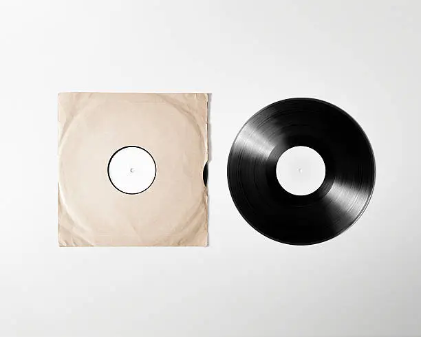 Photo of Blank vinyl album cover sleeve mockup, isolated, clipping path