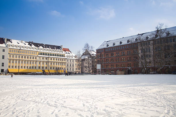 Beautiful Winter in Munich City, Germany, Europe. The street is around Marienplatz and Mary's Square. 
