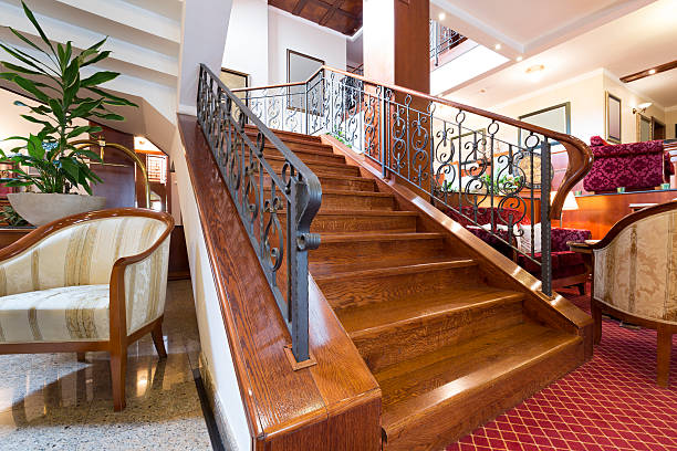 istock Wooden stairs in hotel 531695611