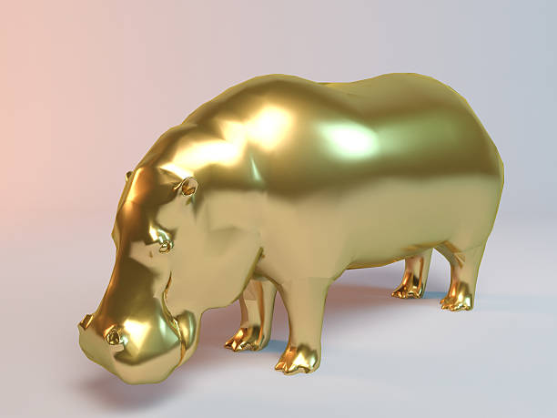 istock golden 3d animal Hippo 531696440