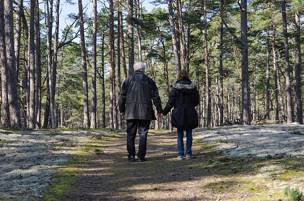 istock Seniors walking in the forest 531696719