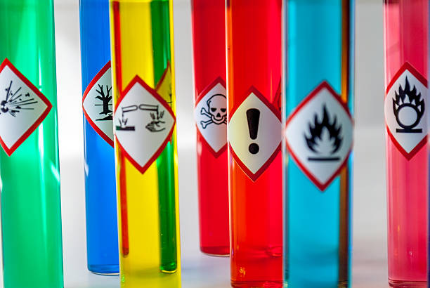 Chemical hazard pictograms Health Hazard focus stock photo