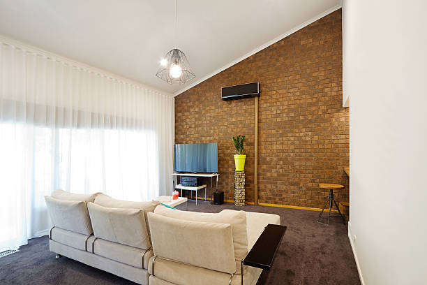 istock Renovated 70s architectural apartment with angled roofline 531697307