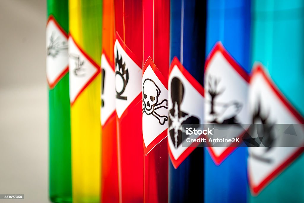 Chemical hazard pictograms Toxic focus Chemical Stock Photo
