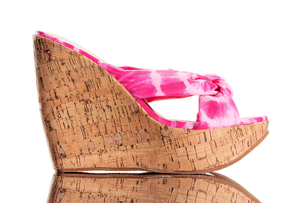 Women's Sandal Shoe with Cork Heels stock photo