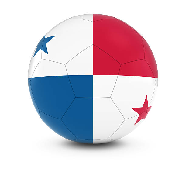 panamá fútbol americano-panameño bandera sobre una pelota de fútbol - bola 3d de bandera de panamá fotografías e imágenes de stock