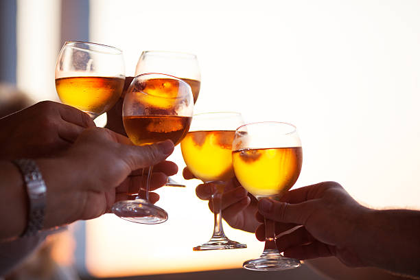 istock Group of people toasting with white wine 531699988