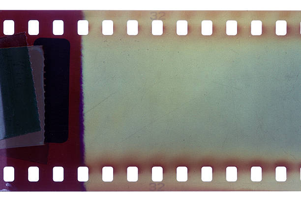 Blank purple vibrant noisy film strip texture background