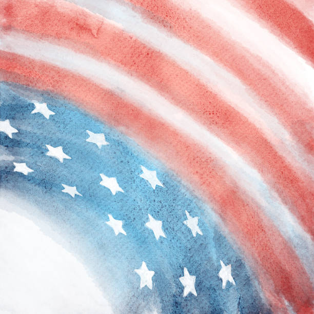 istock Patriotic Red, White, and Blue Watercolor Painted Background 531702556