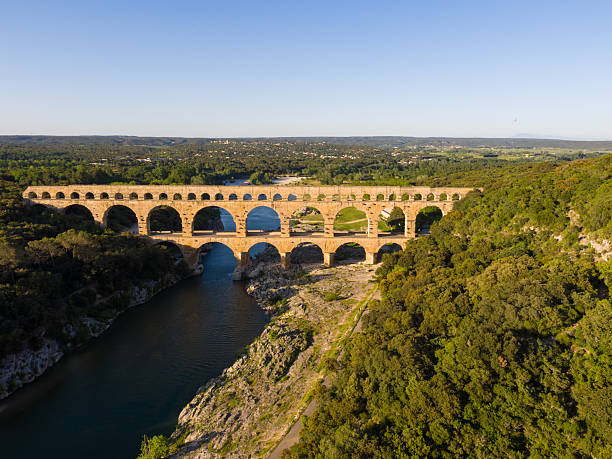 istock Aerial view of Pont du Gard bridge over river 531703244